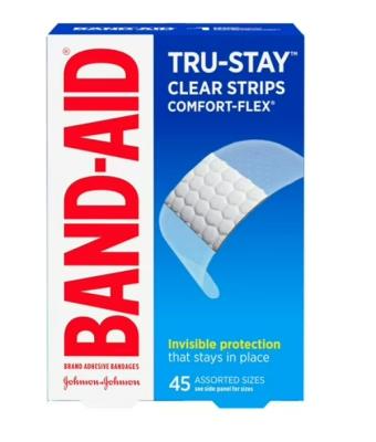 A15757 : Band aid A15757 : Hygiène et santé - Pansements - Plasters Transparent BAND AID, plasters TRANSPARENT, 12 x 45 un