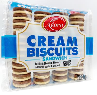 CB002-OU : Adoro CB002-OU : Déjeuner et collations - Biscuits - Bisc. Sand. Duplex ADORO,BISC. SAND. DUPLEX, 12 x 720g