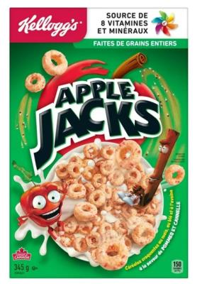 CG0366 : Kellogg's CG0366 : Déjeuner et collations - Céréales - CÉrÉales Apple Jacks KELLOGG'S ,CÉRÉALES apple jacks, 12 x 345g