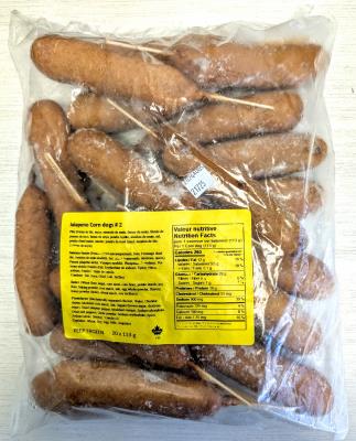 CG2039-OU : Saucisse sur batonnet jalapeno CG2039-OU : Produits congelés - Viande - 6 X (20 X 112g) SAUCISSE SUR BATONNET JALAPENO, 6 x (20 x 112G)