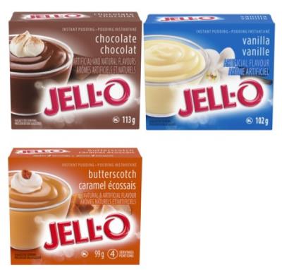 CG2369 : Jell-o CG2369 : Conserves et bocaux - Fruits - Pouding Inst. Assortis (pres.) JELL-O,POUDING inst. ASSORTIS (PRES.),90 UN