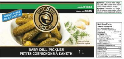 CM56 : Growers choice CM56 : Conserves et bocaux - Légumes - Petits Corni. Aneth & Ail GROWERS CHOICE,PETITS corni. aneth & ail,12 x 1 L