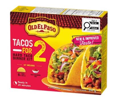 CN6065 : Old el paso CN6065 : Ingrédients de cuisine - Mélanges à pâte - Tacos Pour 2 Rigides (6) OLD EL PASO, tacos pour 2 rigides (6), 12 x 94g
