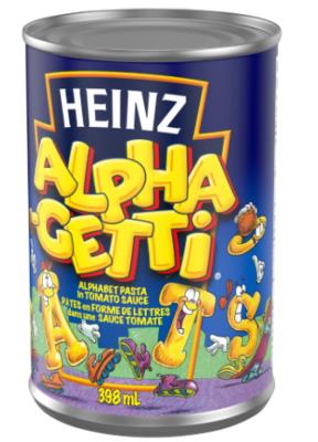 CV322-OU : Heinz CV322-OU : Conserves et bocaux - Soupes - Pates Alphagetti HEINZ, PATES ALPHAGETTI, 24 x 398 ML