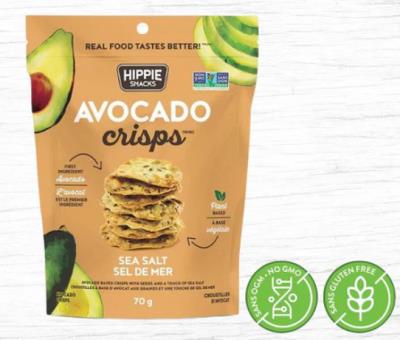 G7129 : Hippie snacks G7129 : Déjeuner et collations - Biscuits - Croustilles Avocat Sel De Mer HIPPIE SNACKS, CROUSTILLES AVOCAT sel de mer, 12 x 70g